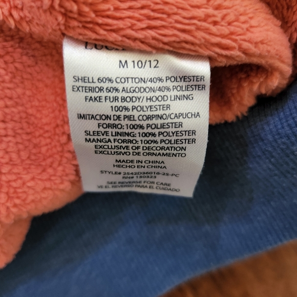 LUCKY BRAND GIRL'S PLUSH-LINED FULL ZIP HOODIE GLITTER DRAGONFLY FRONT D… - Picture 4 of 7